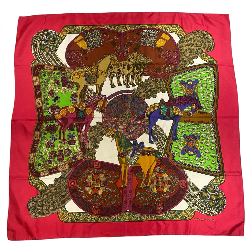 Hermes Vintage Silk Scarf Art Des Steppes Carre 90 Annie Faivre